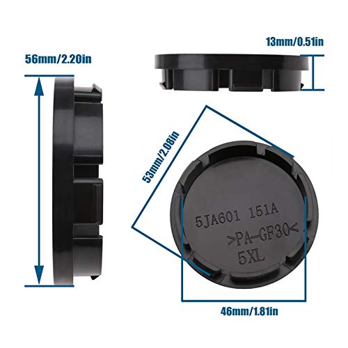 SING F LTD 4Pcs Car Auto Wheel Center Caps Front & Rear Hub Covers Black ABS for Vehicle Replacement Accessories 56mm Outer Diameter - Image 4