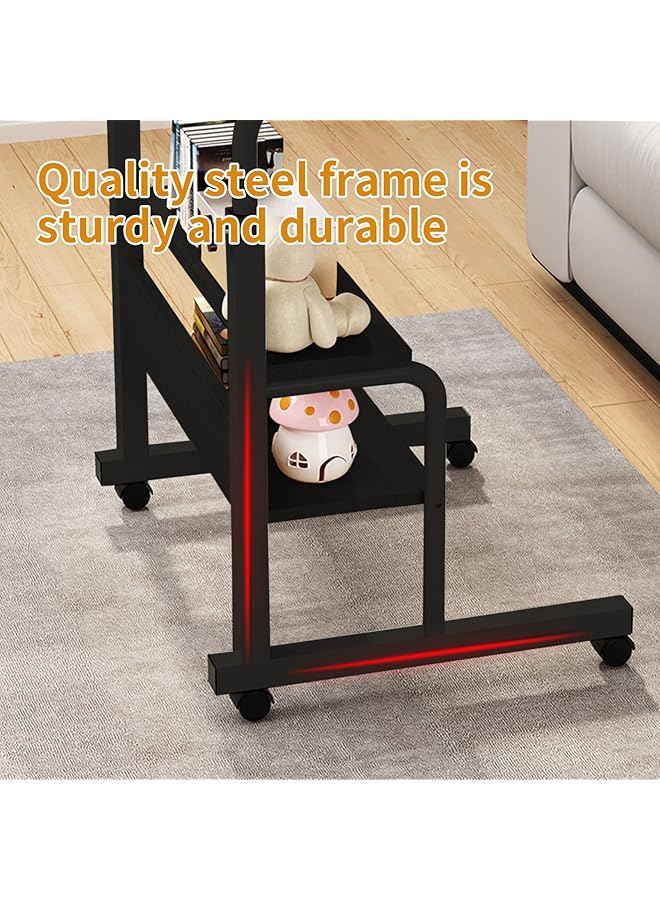 erorex Adjustable Height Mobile Computer Desk For Small Space Rolling Writing With Wheels Corner Home Office Study Portable Bedrooms Work Desk Standing Desk Sizes 31.5X15.7 Inches White - Image 5