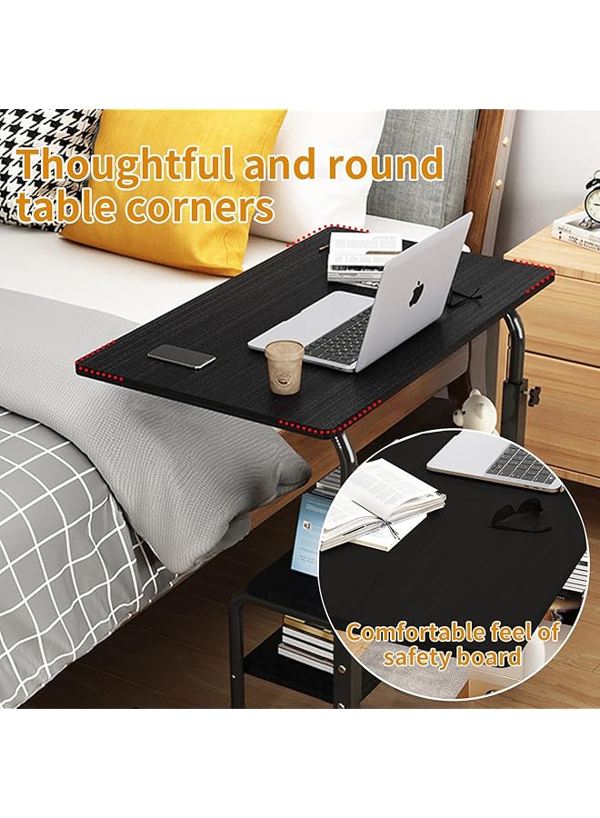 erorex Adjustable Height Mobile Computer Desk For Small Space Rolling Writing With Wheels Corner Home Office Study Portable Bedrooms Work Desk Standing Desk Sizes 31.5X15.7 Inches White - Image 3