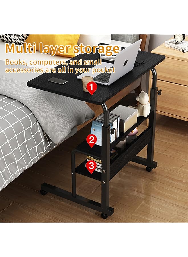 erorex Adjustable Height Mobile Computer Desk For Small Space Rolling Writing With Wheels Corner Home Office Study Portable Bedrooms Work Desk Standing Desk Sizes 31.5X15.7 Inches White - Image 4