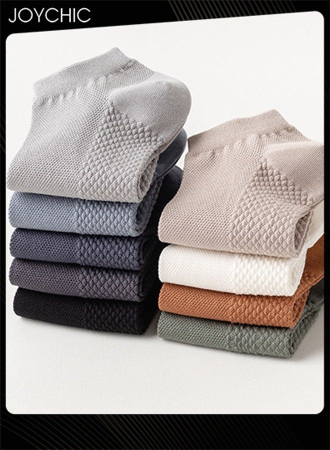 Joychic Pair of 9 Pure Cotton Men Socks Mesh Massage Bottoms Boat Socks for Spring Summer and Autumn Multicolor - Image 5