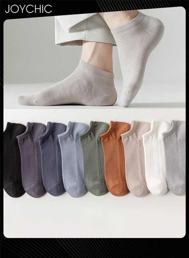 Joychic Pair of 9 Pure Cotton Men Socks Mesh Massage Bottoms Boat Socks for Spring Summer and Autumn Multicolor - Image 1