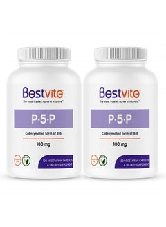 BESTVITE P-5-P 100mg (240 Vegetarian Capsules) (120 x 2) (CoEnzymated Form of B-6) - No Stearates - Vegan - Non GMO - Gluten Free  - Image 1