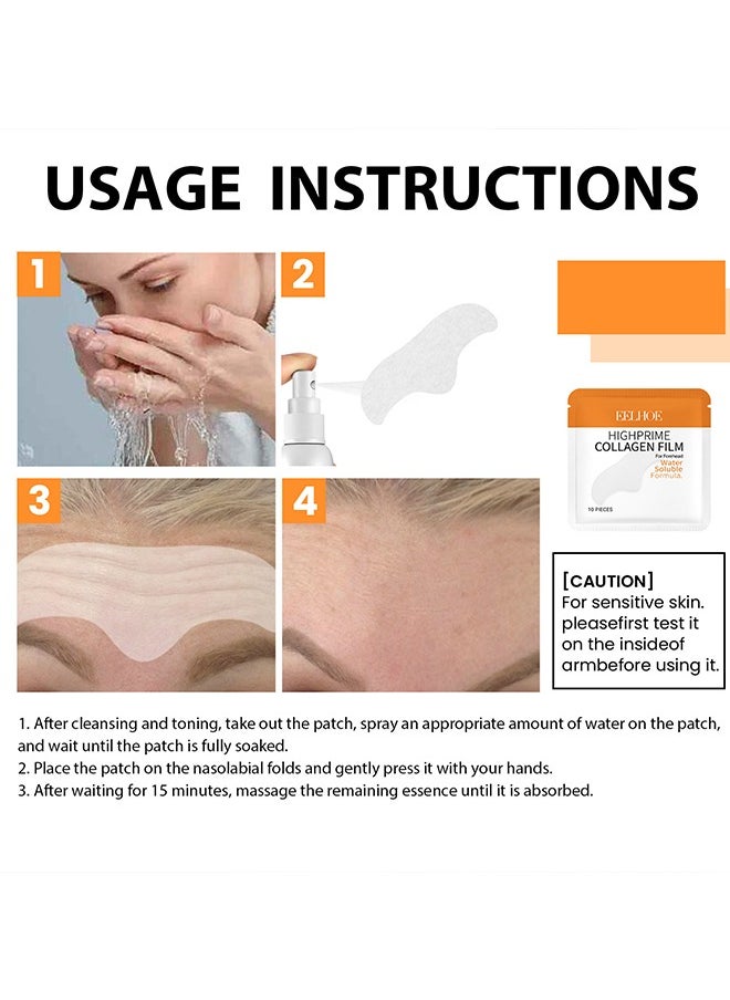 EELHOE - Forehead Wrinkle Patch 10Pcs - Smooths Fine Lines & Wrinkles, Anti-Wrinkle Patches, Contains Hydrolyzed Collagen, Vitamin E, Anti-Wrinkle Patches, Forehead Wrinkle Treatment - Image 1