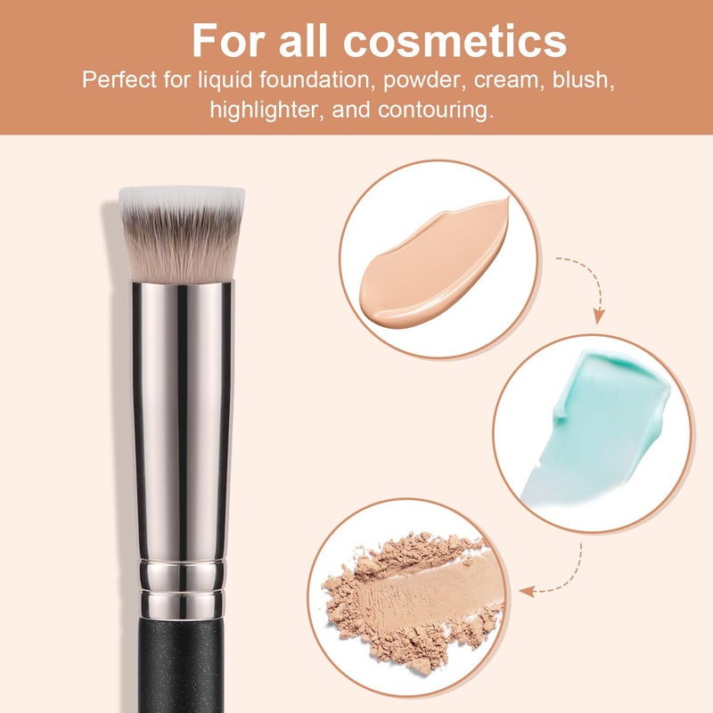 TEOYALL Concealer Brush Set, Flat Top Blush Brush, Angled Nose Contour Brush Ultra-Thin Eyeliner Eyebrow Brush for Flawless Finish (370S/Flat Top/Thin Flat) - Image 4