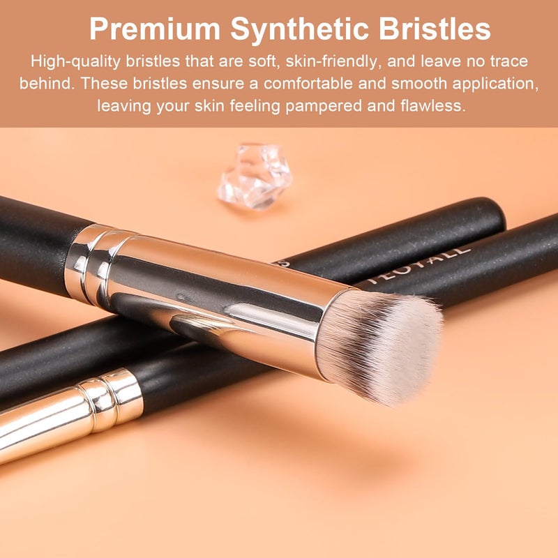 TEOYALL Concealer Brush Set, Flat Top Blush Brush, Angled Nose Contour Brush Ultra-Thin Eyeliner Eyebrow Brush for Flawless Finish (370S/Flat Top/Thin Flat) - Image 2
