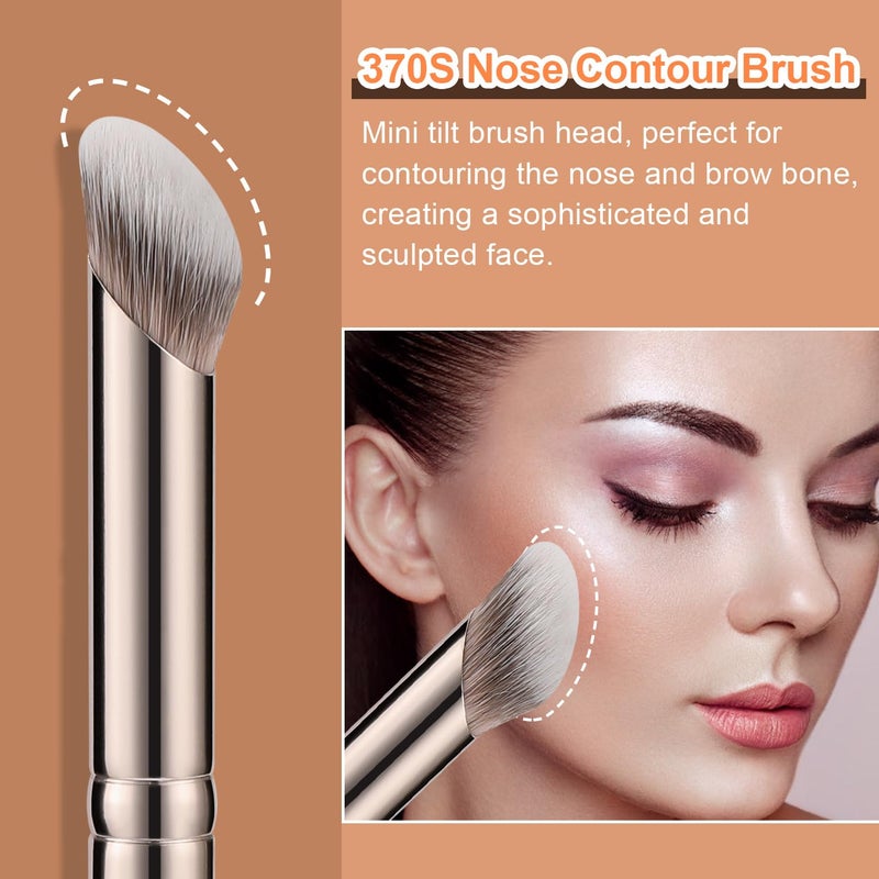 TEOYALL Concealer Brush Set, Flat Top Blush Brush, Angled Nose Contour Brush Ultra-Thin Eyeliner Eyebrow Brush for Flawless Finish (370S/Flat Top/Thin Flat) - Image 3