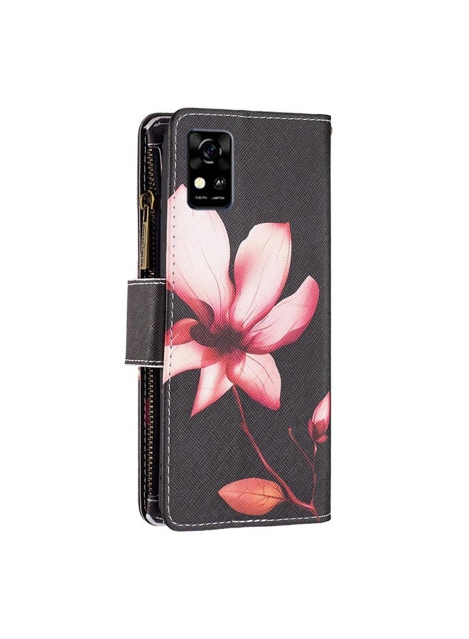 HuHa For ZTE Blade  A31 Colored Drawing Pattern Zipper Horizontal Flip Phone Leather Case(Lotus)  - Image 3