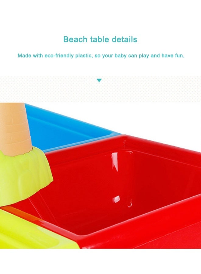 كويفلوكس ألعاب الشاطئ، مجموعة من 25 قطعة من ألعاب الشاطئ للأطفال مع قوالب ومجارف وطاولة متعددة الأقسام، ولعبة الرمل والماء مع مقعد بسيط، وألعاب أساسية للشاطئ في الهواء الطلق، ومجموعات بناء قلاع رملية صيفية - Image 5