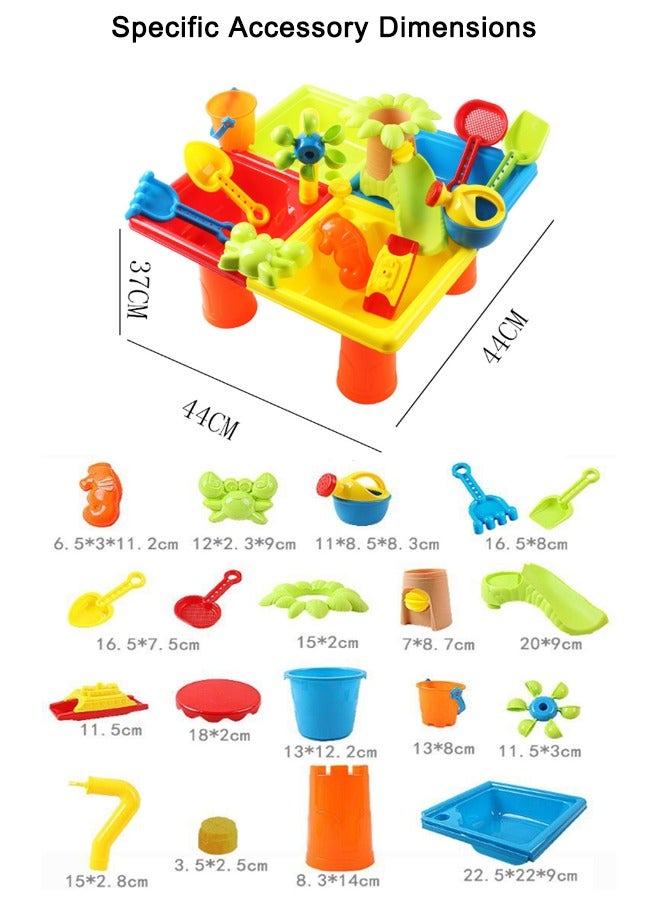 كويفلوكس ألعاب الشاطئ، مجموعة من 25 قطعة من ألعاب الشاطئ للأطفال مع قوالب ومجارف وطاولة متعددة الأقسام، ولعبة الرمل والماء مع مقعد بسيط، وألعاب أساسية للشاطئ في الهواء الطلق، ومجموعات بناء قلاع رملية صيفية - Image 2