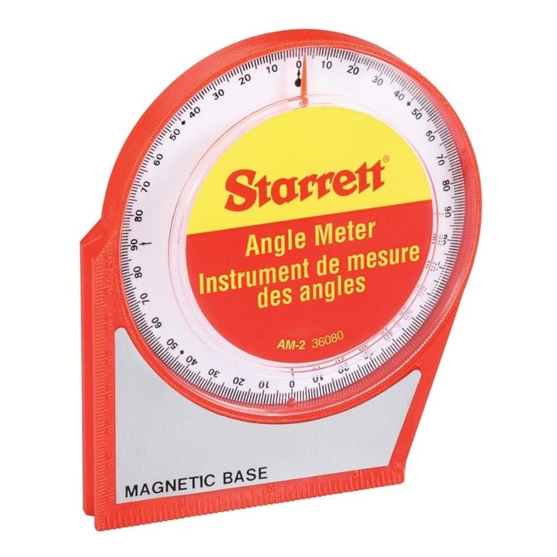 Starrett Angle Meter with Magnetic Base - Measures Any Angle for Pitch and Slope - Ideal for Professionals, Amateurs and Home Improvement - 0 to 90 Degree Range - AM-2 - Image 1