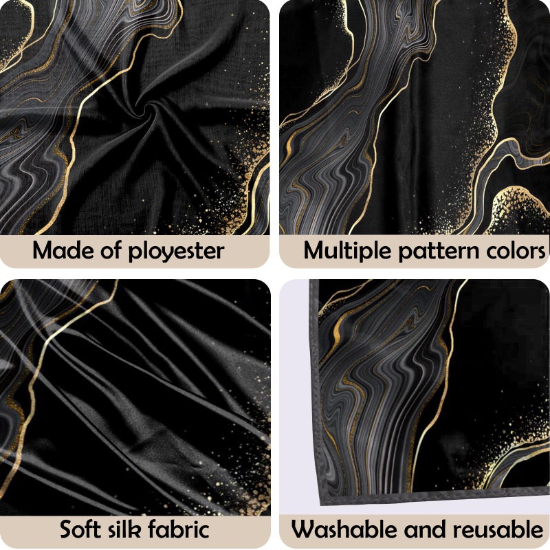 BHAHB Silk Feeling Scarf 27.5 Inches Large Square Satin Head Hair Wrap Sleeping Fashion Lightweight Cute Aesthetic Handbag Decoration for Women Girls-Black Marble - Image 3