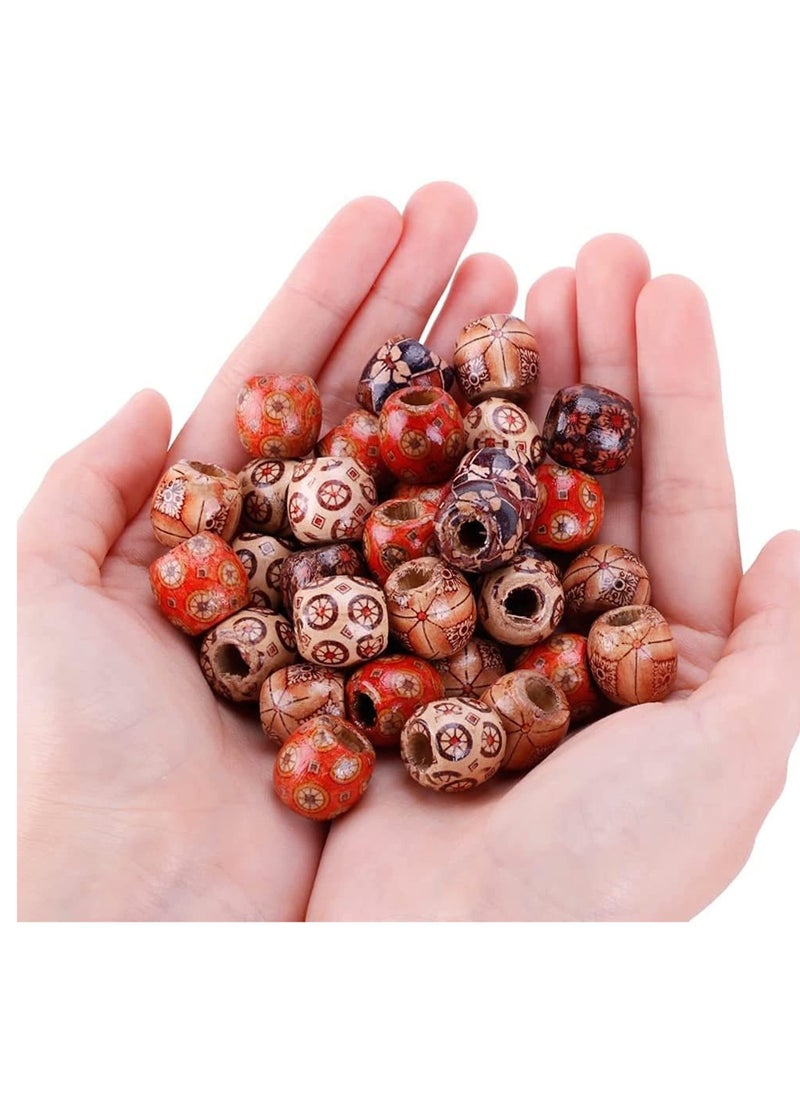 Excefore - 950pcs 12mm Mixed Painted Drum Wood Spacer Beads Wooden Beads for DIY Jewelry Making Hair Accessories - Image 1