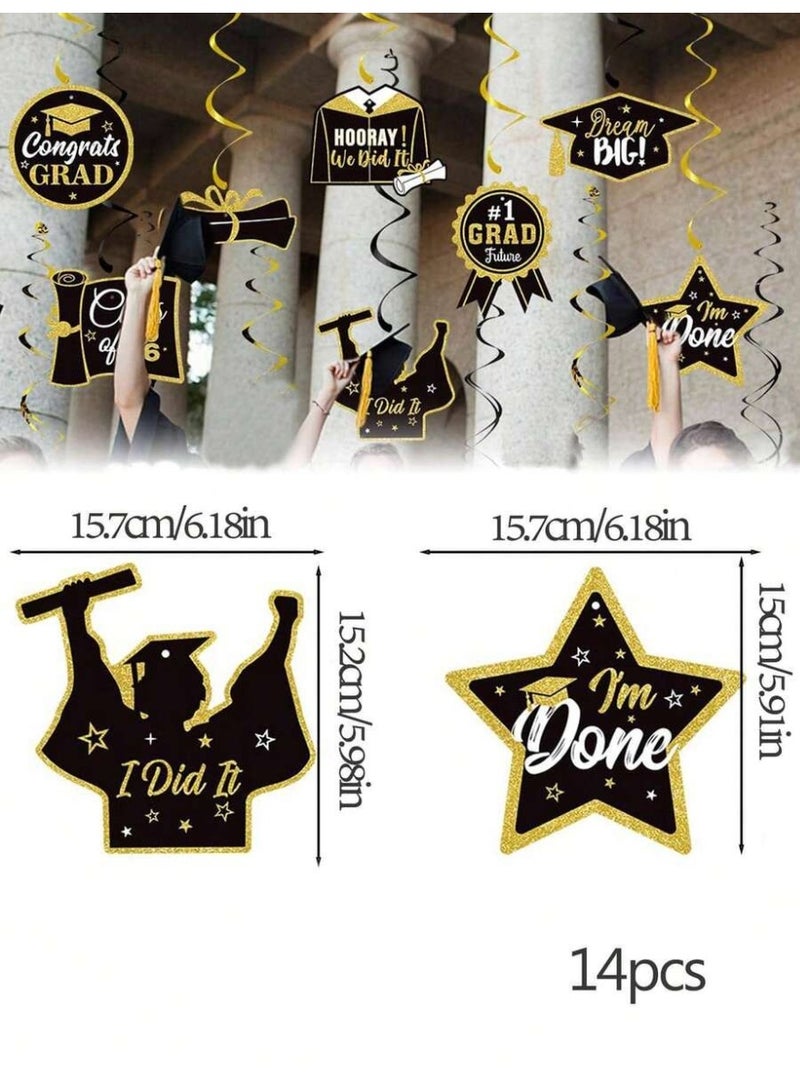 Graduation Party Hanging Decorations 2026 – Black and Gold Graduation Hanging Decor - Image 3