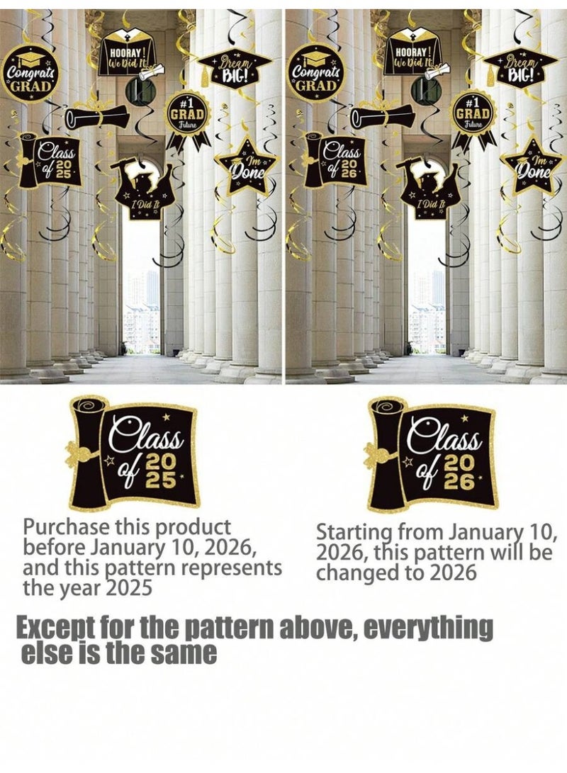 Graduation Party Hanging Decorations 2026 – Black and Gold Graduation Hanging Decor - Image 4