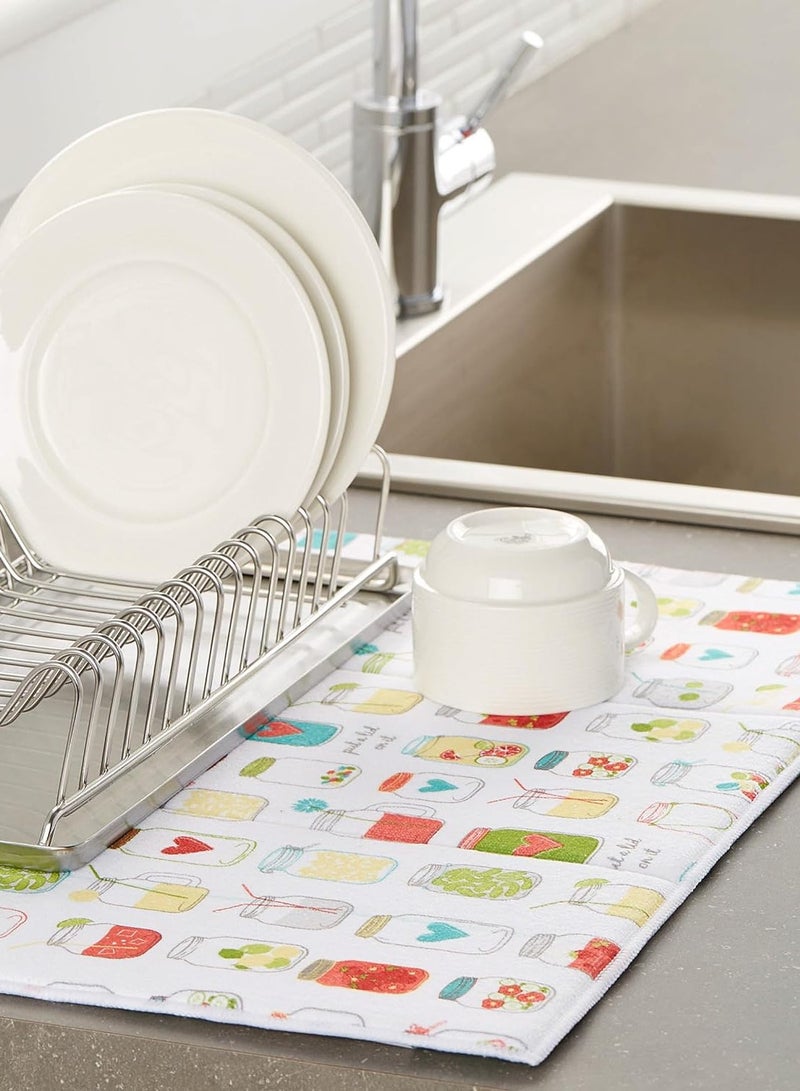 بلان A مفرش تجفيف الأطباق والأكواب، مفرش تجفيف للأواني من المايكروفايبر فائق الامتصاص، بساط تجفيف لأدوات المطبخ، مقاس 40 × 50 سم، بألوان ورسومات عشوائية (2) - Image 3