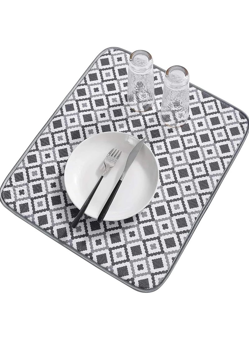 بلان A مفرش تجفيف الأطباق والأكواب، مفرش تجفيف للأواني من المايكروفايبر فائق الامتصاص، بساط تجفيف لأدوات المطبخ، مقاس 40 × 50 سم، بألوان ورسومات عشوائية (2) - Image 1