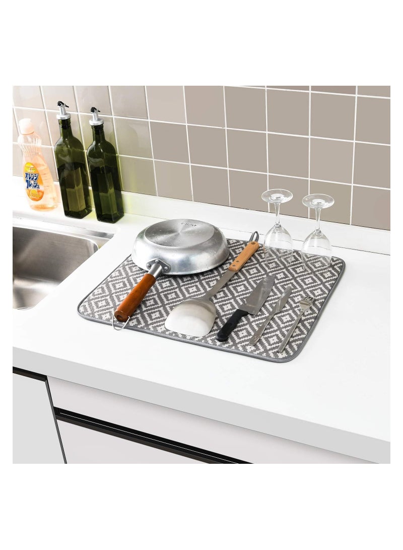 بلان A مفرش تجفيف الأطباق والأكواب، مفرش تجفيف للأواني من المايكروفايبر فائق الامتصاص، بساط تجفيف لأدوات المطبخ، مقاس 40 × 50 سم، بألوان ورسومات عشوائية (2) - Image 2