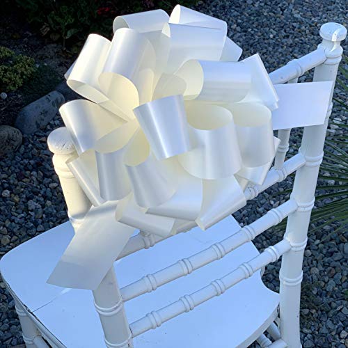 GiftWrap Etc Large Ivory Ribbon Wedding Bows - 9" Wide, Set of 6, Pull Bows for Gifts, Christmas Presents, Anniversary, Reception Embellishments, School Dance, Mother's Day - Image 4