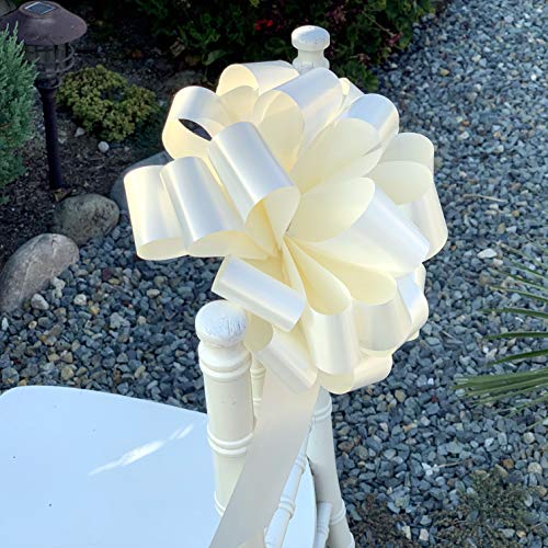 GiftWrap Etc Large Ivory Ribbon Wedding Bows - 9" Wide, Set of 6, Pull Bows for Gifts, Christmas Presents, Anniversary, Reception Embellishments, School Dance, Mother's Day - Image 5