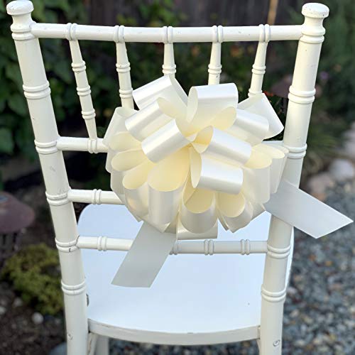 GiftWrap Etc Large Ivory Ribbon Wedding Bows - 9" Wide, Set of 6, Pull Bows for Gifts, Christmas Presents, Anniversary, Reception Embellishments, School Dance, Mother's Day - Image 2