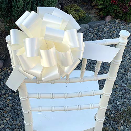 GiftWrap Etc Large Ivory Ribbon Wedding Bows - 9" Wide, Set of 6, Pull Bows for Gifts, Christmas Presents, Anniversary, Reception Embellishments, School Dance, Mother's Day - Image 3