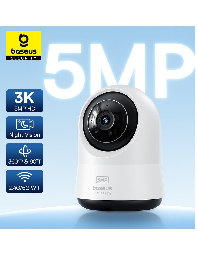 Baseus 5MP 3K WiFi Indoor Security Camera with Pan and Tilt, 8x Digital Zoom, 2-Way Audio, Night Vision, Motion Detection, Baby Monitor, Supports Micro SD 256GB, Compatible with Google Assistant and Amazon Alexa, Remote Control via APP, Perfect for Home Monitoring  - Image 1