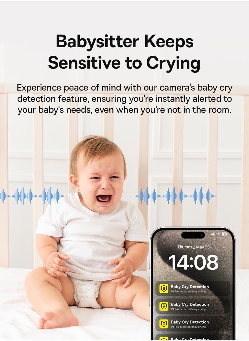 Baseus - 5MP 3K WiFi Indoor Security Camera with Pan and Tilt, 8x Digital Zoom, 2-Way Audio, Night Vision, Motion Detection, Baby Monitor, Supports Micro SD 256GB, Compatible with Google Assistant and Amazon Alexa, Remote Control via APP, Perfect for Home Monitoring - Image 1