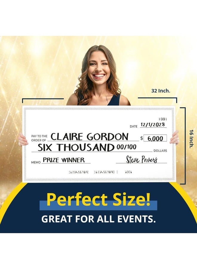 Pixelverse Design Giant Fake Award Presentation Dry Erase Check,16"x32",Large Novelty Endowment Check for Endowment, Fundraiser,Big Blank Oversized Raffle Sweepstakes Reward Winners Check (Striped Borders) - Image 5