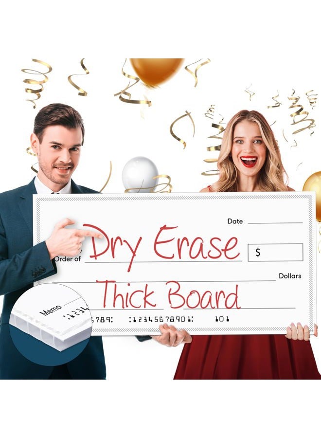 Pixelverse Design Giant Fake Award Presentation Dry Erase Check,16"x32",Large Novelty Endowment Check for Endowment, Fundraiser,Big Blank Oversized Raffle Sweepstakes Reward Winners Check (Striped Borders) - Image 1