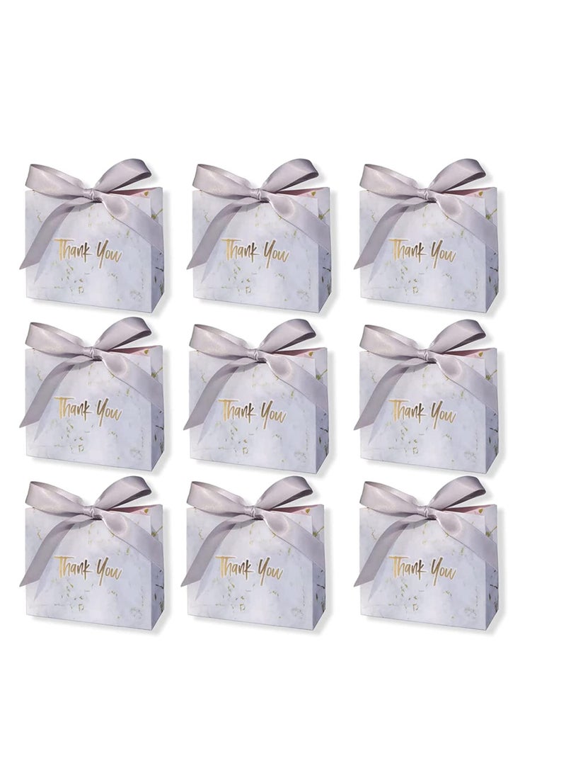 SYOSI Thank You Gift Bags Boxes, Party Favor Small Bags Treat Boxes with Grey Bow Ribbon, Paper Gift Bags Bulk for Wedding Baby Shower Business Party Supplies (Marble Pattern 30Pcs) - Image 1