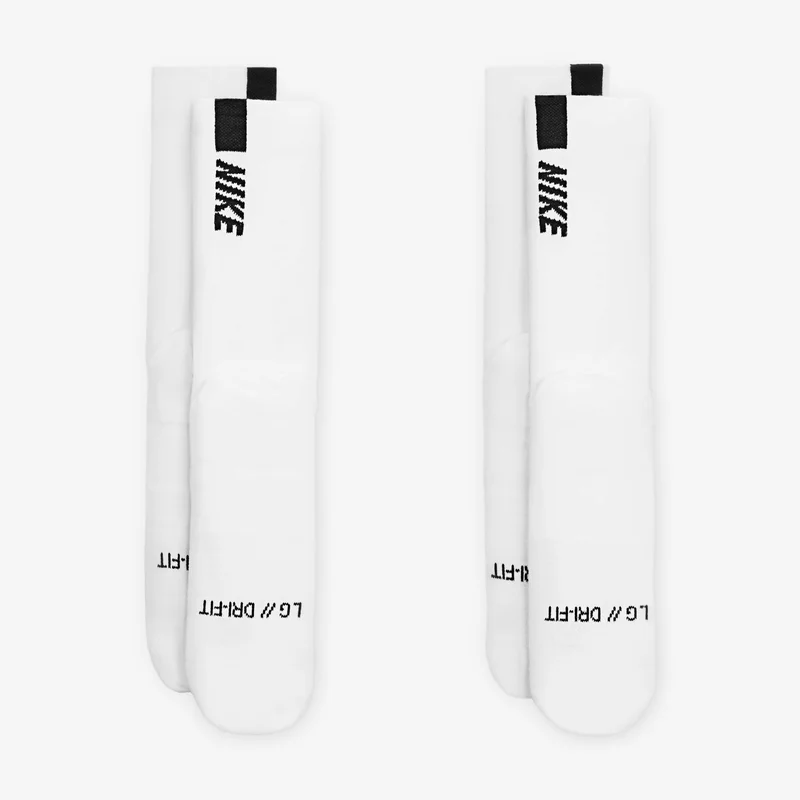 Nike White Multiplier Running Crew Socks (2 Pairs)  | Best Price UAE