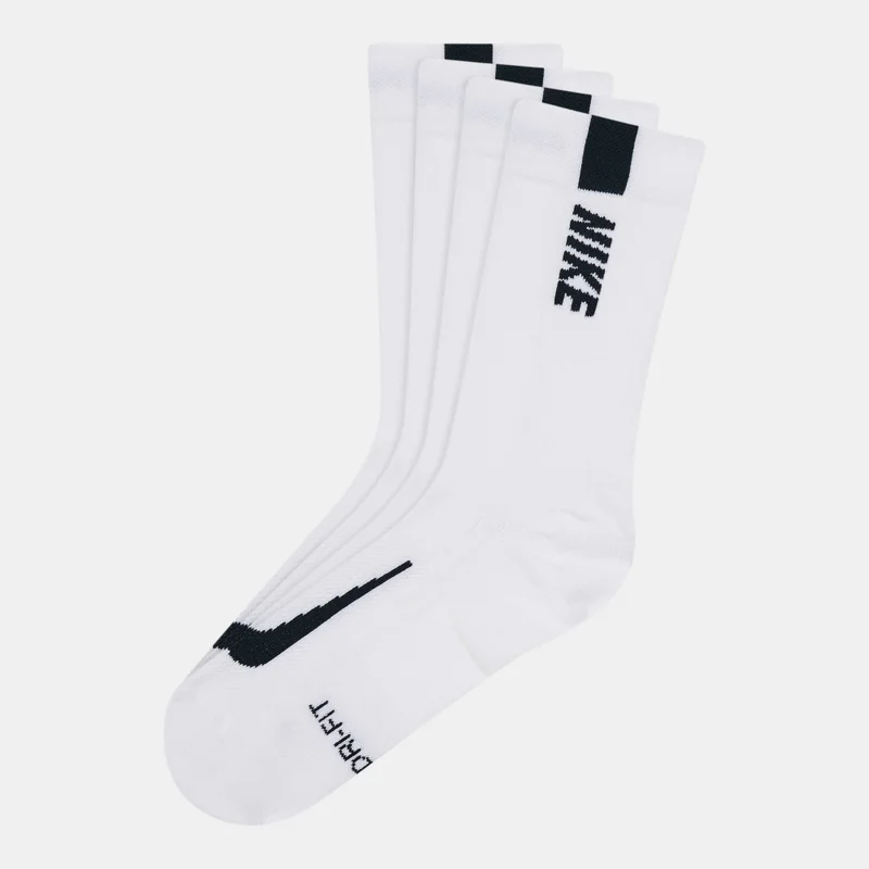 Nike White Multiplier Running Crew Socks (2 Pairs)  | Best Price UAE
