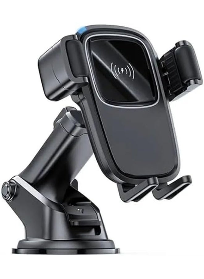 حامل جوال للسيارة مع شاحن لاسلكي سريع 15 واط – قاعدة مغناطيسية للفتحة الهوائية والتابلوه، ستاند عملي وآمن (موديل C187)
