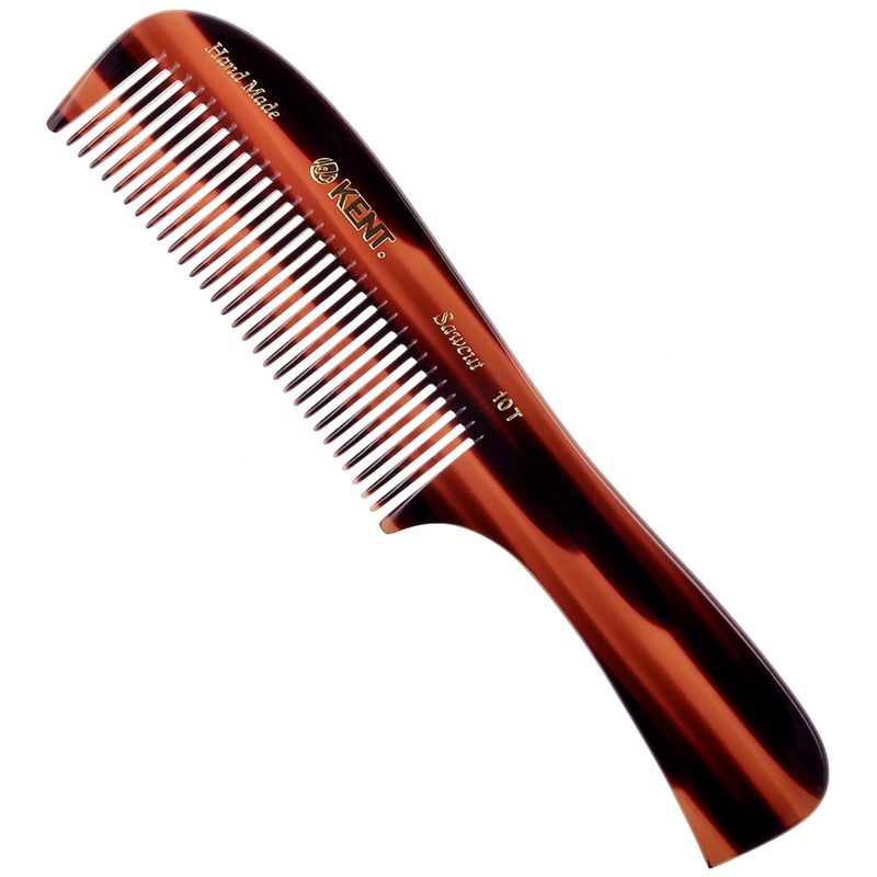 Kent 10T Tortoise Large Detangler Comb Handmade Wide Tooth Comb for Curly Thick Hair Detangling Combs For Wet and Dry Hair SawCut and Hand Polished Made in England