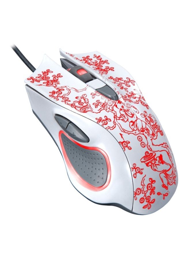 BURAQ ZGB 169 USB 2400DPI Four-speed Adjustable LED Backlight Wired Optical E-sport Gaming Mouse with Counter Weight, Length: 1.45m(White)  - Image 1