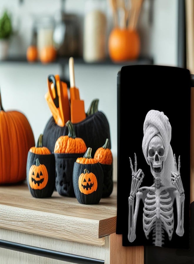 KIDEAR Funny Halloween Skeleton Hand Towel for Bathroom,1 PCS Cute Skull Home Decor for Goth Bathroom Kitchen Towel,Halloween Decor Gifts for Women and Skull Housewarming - D07 - Image 4