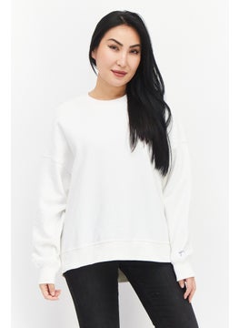 ESPRIT Women Crew Neck Plain Long Sleeve  Sweatshirt, White  - Image 1