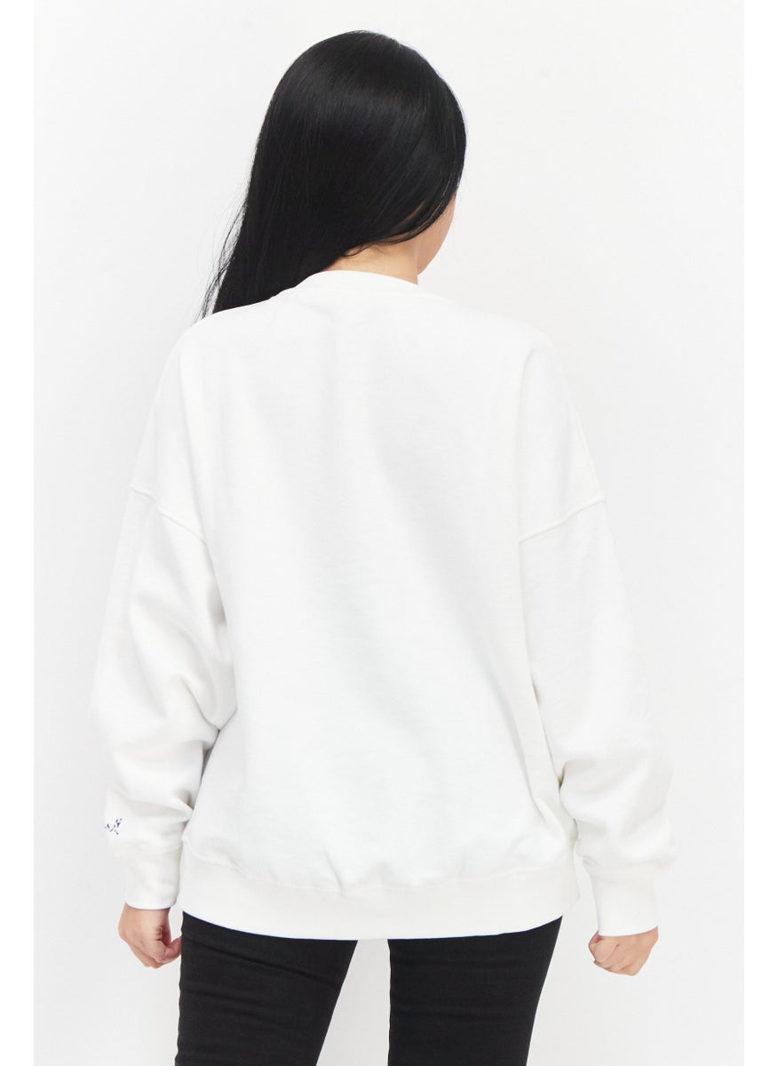 ESPRIT - Women Crew Neck Plain Long Sleeve  Sweatshirt, White - Image 1