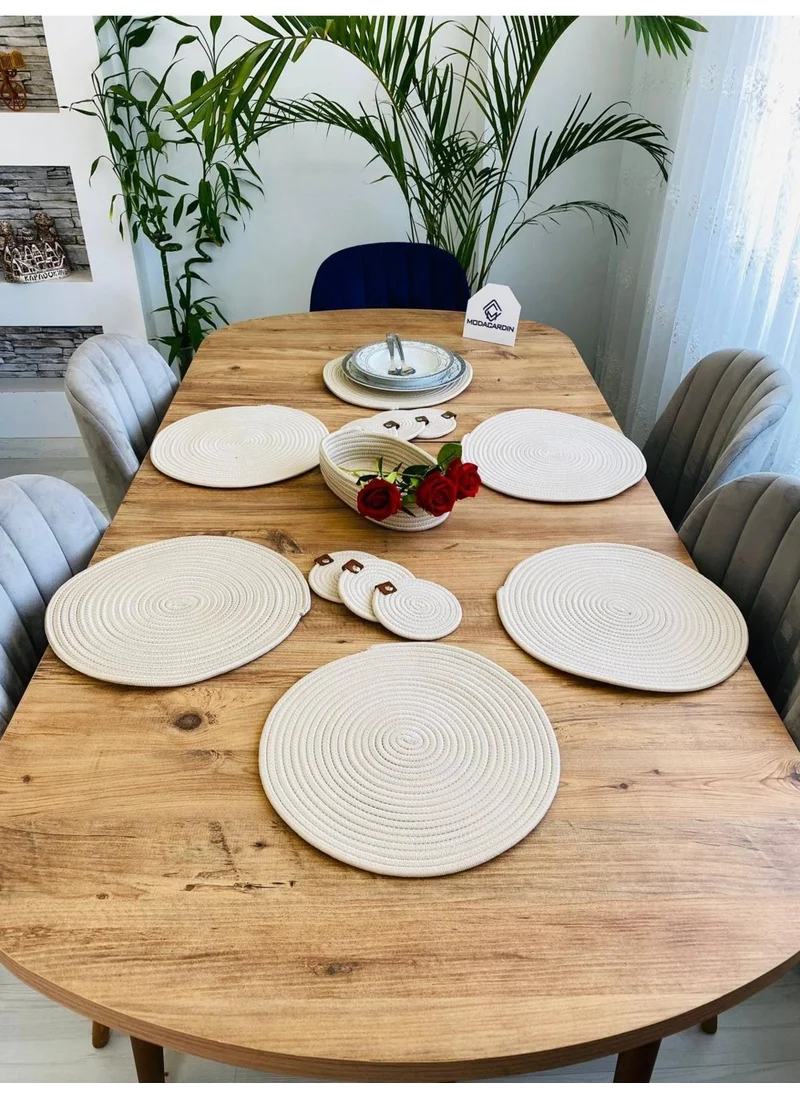 BDZ Deri BDZ Leather Wicker Jute Presentation Plate Mat American Service Coaster and Basket 13 Pieces