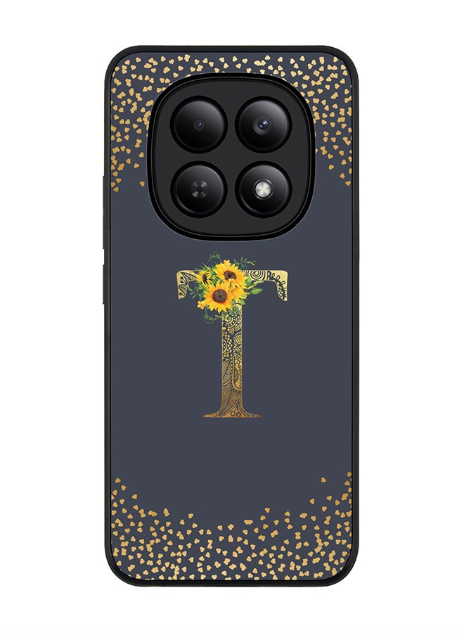 For Xiaomi Redmi Note 15 4G Case,Slim fit Camera Protection, Shockproof Thin Phone cover  - Custom Floral Monogram - T  (Grey )