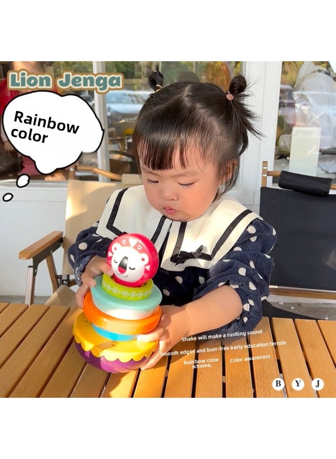 Baby Lion Clown Tumbler Colorful Stacking Geometric Cognitive Rattle Baby Toy-Color:Clown Tumbler - Image 4