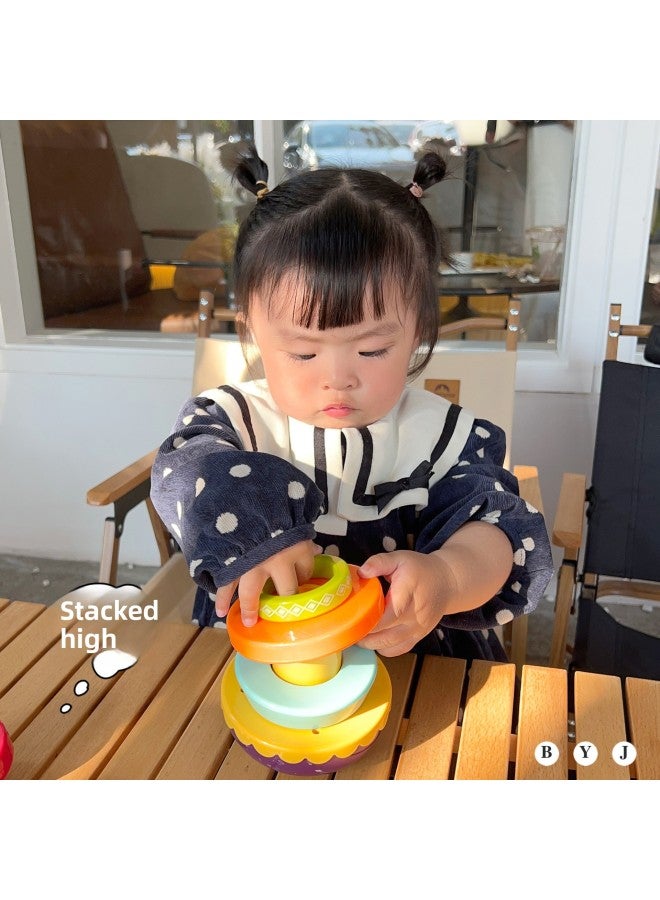 Baby Lion Clown Tumbler Colorful Stacking Geometric Cognitive Rattle Baby Toy-Color:Clown Tumbler - Image 5