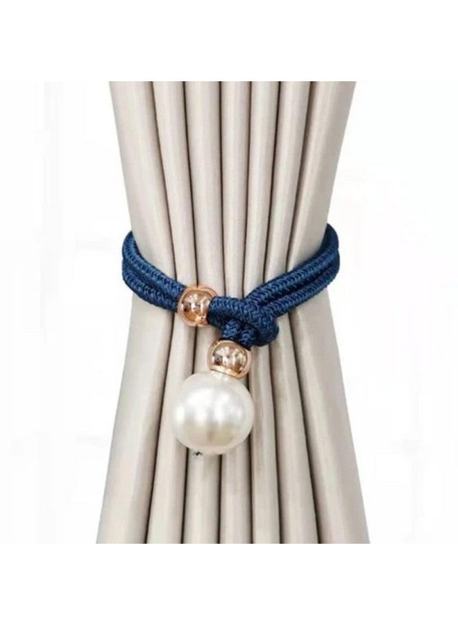 Home-Cloud HomeCloud Adjustable Length Braided Rope Indoor Home Decor Hanging Ball Curtain Tieback (Blue) - Image 1