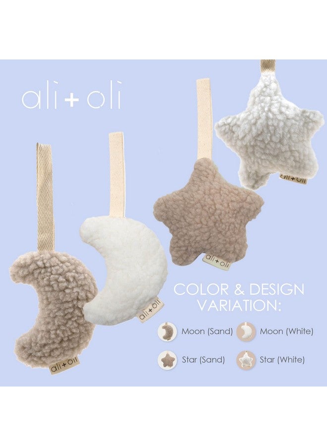 Ali+Oli Plush Pacifier Holder (Moon-Sand) Soft Binky Holder for Babies, Plush Holder for Pacifiers, Cute Baby Binkies Plush Holder, Pacifier Holder for Baby Boys & Girls, Baby Toy with Cute Decor - Image 2