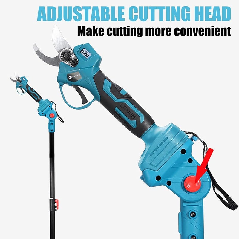 GearZone Electric Pruner Kit, 3 in 1 with 2 Pcs 4.0Ah Batteries, 6 inch Cordless Chainsaw & Electric Pruning Shears with Max 6.3 ft Extension Pole‘, Garden Power Tools (Blue) - Image 3
