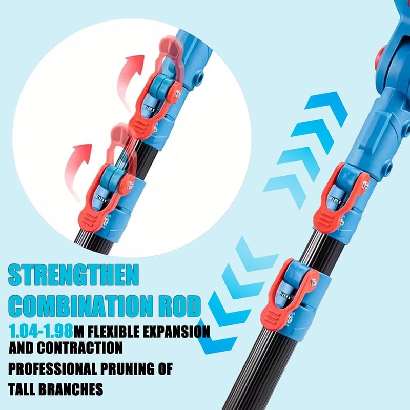 GearZone Electric Pruner Kit, 3 in 1 with 2 Pcs 4.0Ah Batteries, 6 inch Cordless Chainsaw & Electric Pruning Shears with Max 6.3 ft Extension Pole‘, Garden Power Tools (Blue) - Image 4