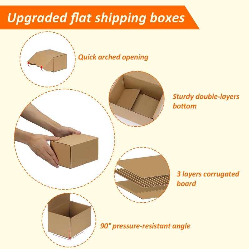 HORLIMER 7x5x4 inches Shipping Boxes Set of 25, Brown Corrugated Cardboard Box Literature Mailer - Image 3