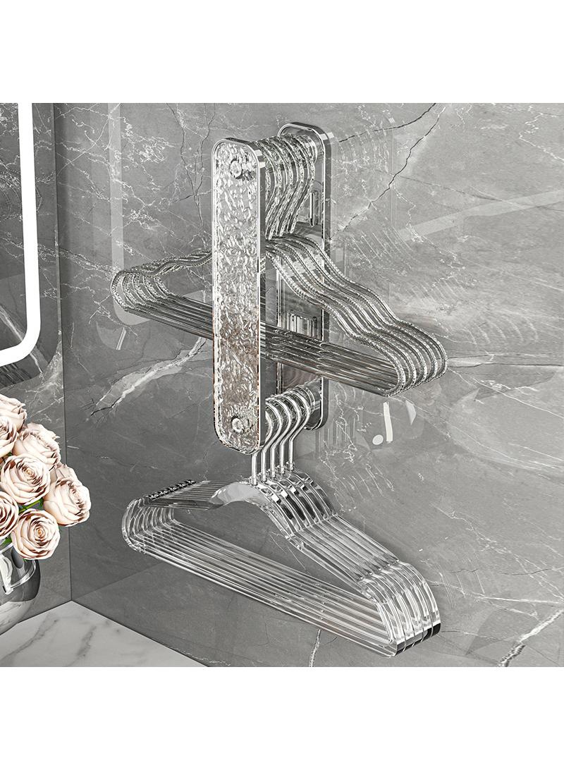 2 pcs Wall mounted non perforated bathroom clothes hanger with telescopic storage rack - Image 2