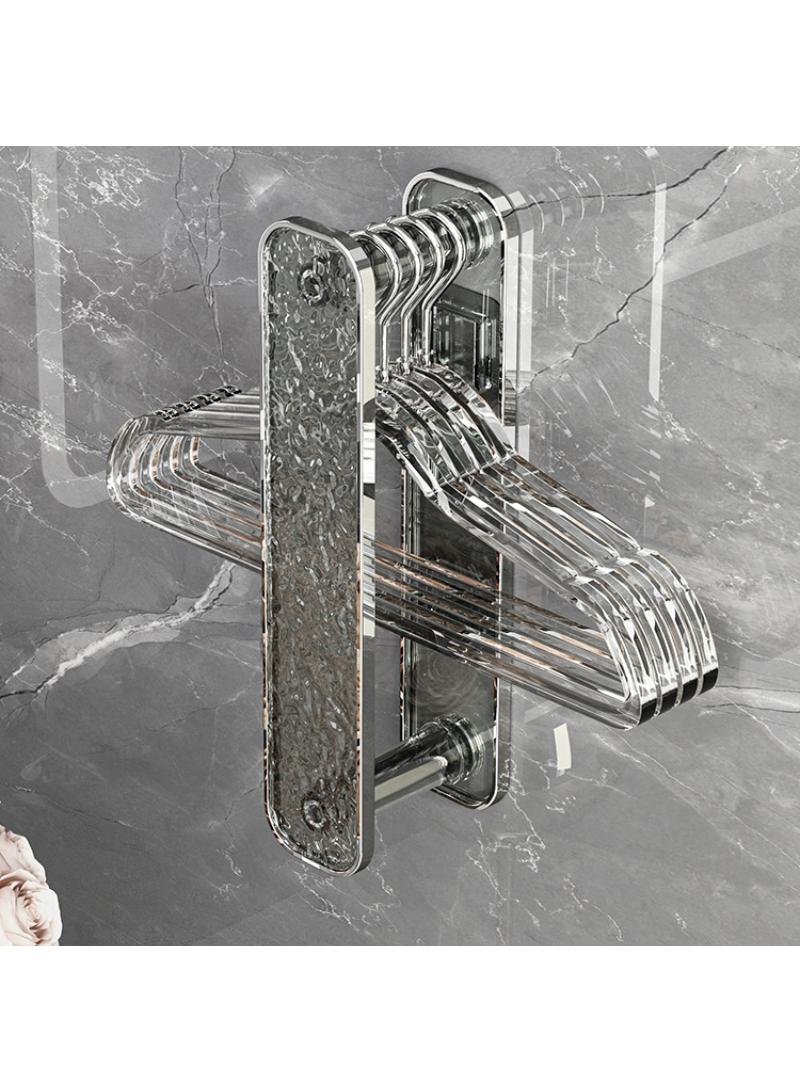 2 pcs Wall mounted non perforated bathroom clothes hanger with telescopic storage rack - Image 5